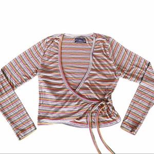 urban outfitters colorful striped wrap top